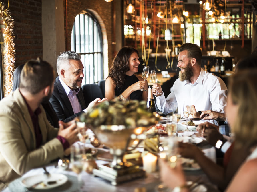 A group celebrating together at a private event.